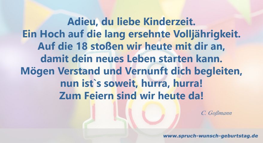 Gluckwunsche Zum 18 Geburtstag C Geburtstagswuensche Wiki