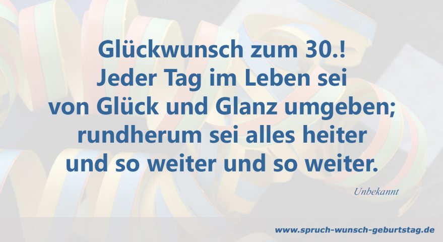 Glückwunsch zum 30. Geburtstag