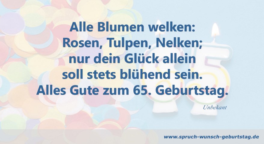 Zum 65. Geburtstag | Glückwünsche | Gedichte & Sprüche