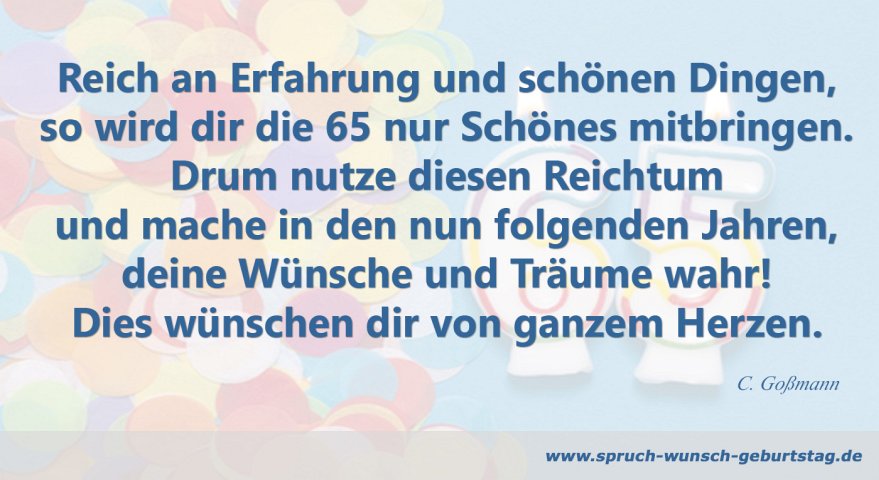 Zum 65. Geburtstag | Glückwünsche | Gedichte & Sprüche