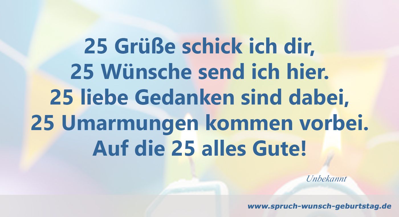 25 Grüße zum 25. Geburtstag