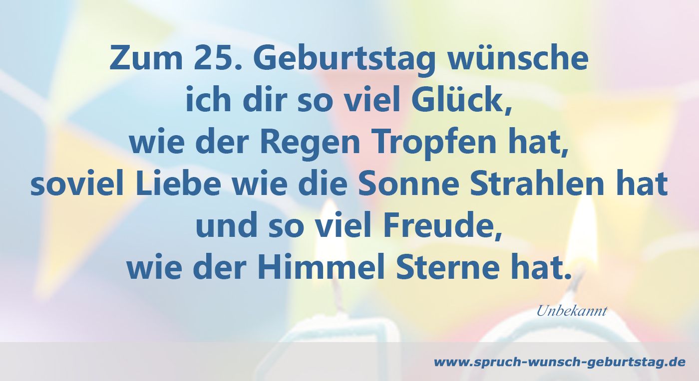 Glückwunsch zum 25. Geburtstag