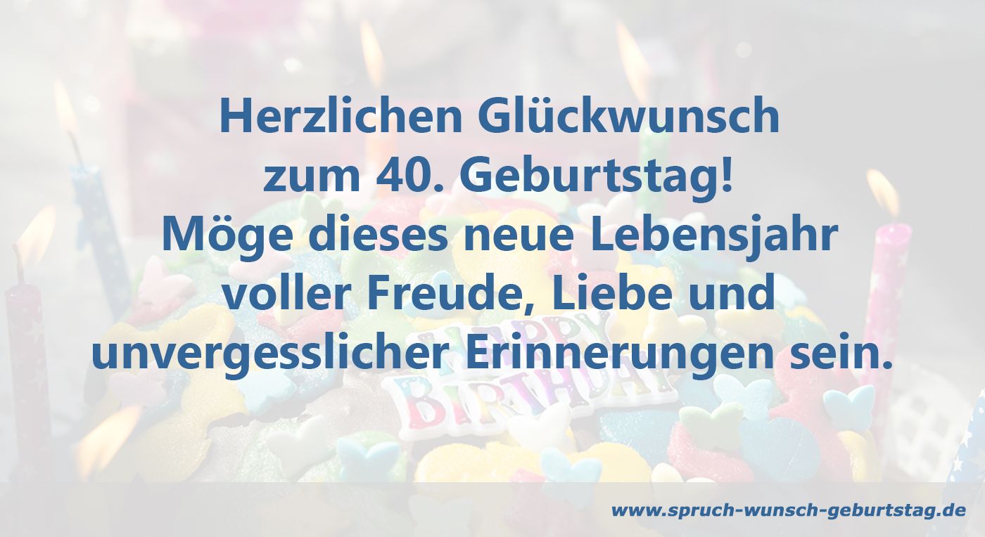 Glückwunsch zum 40. Geburtstag