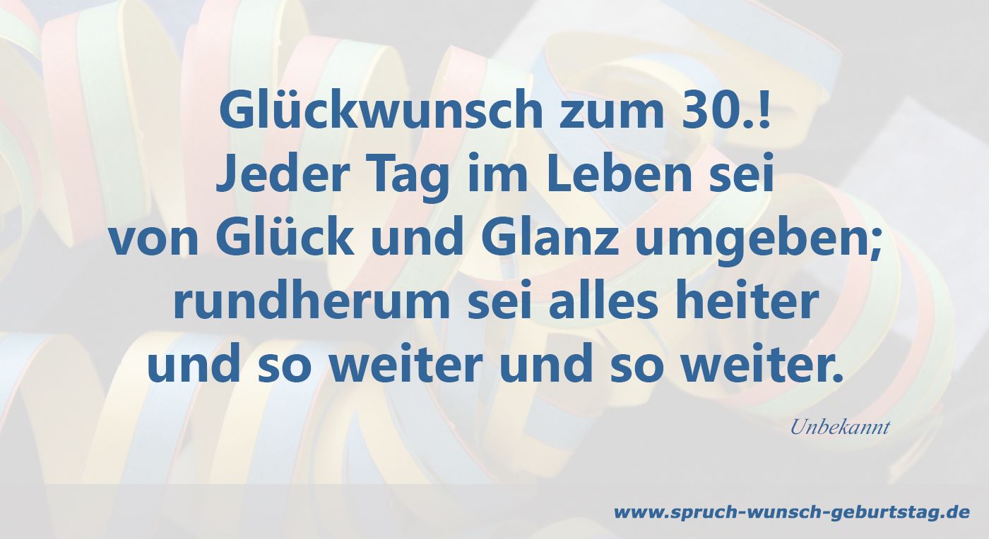 Glückwunsch zum 30. Geburtstag