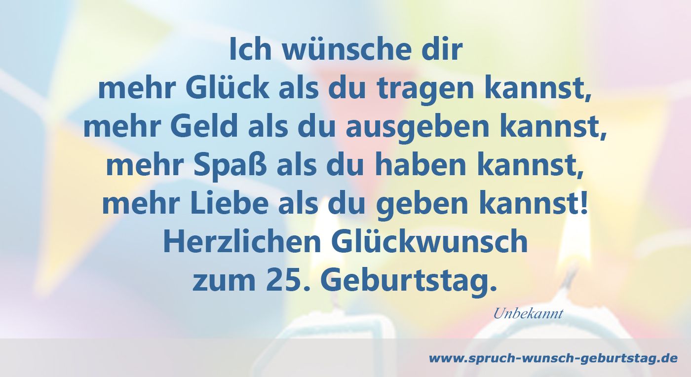 Glückwunsch zum 25. Geburtstag